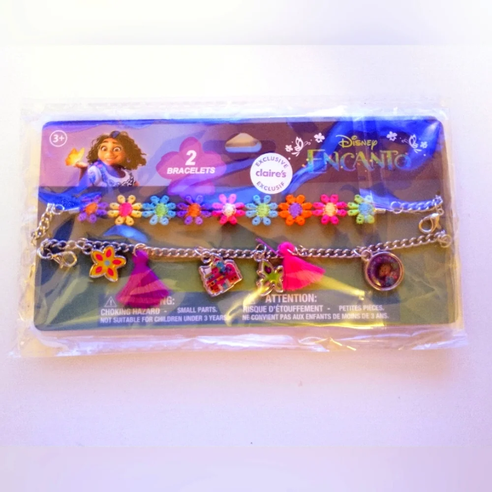 Claire's Disney Encanto Silver Tone Best Friends Charm Bracelet BFF Jewelry Set
